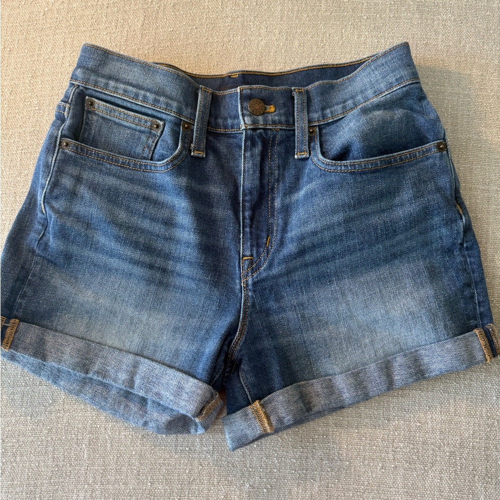 J. Crew Mid-Blue Rolled Cuff Denim Shorts